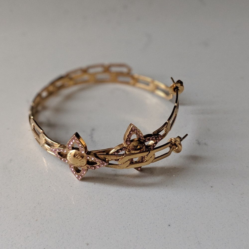 Gold flower power Louis Vuitton hoops